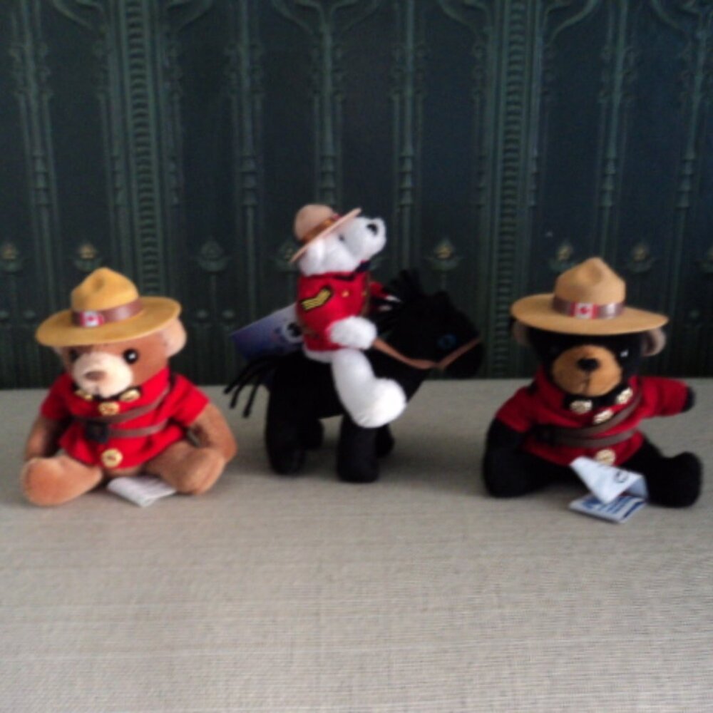 RCMP plush bear~ ornaments 5" tall